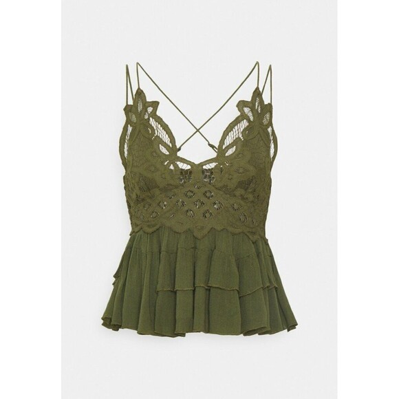 Intimately Free People Adella Cami Blouse Top Crochet Lace Flowy Green M 283438 - Picture 6 of 11